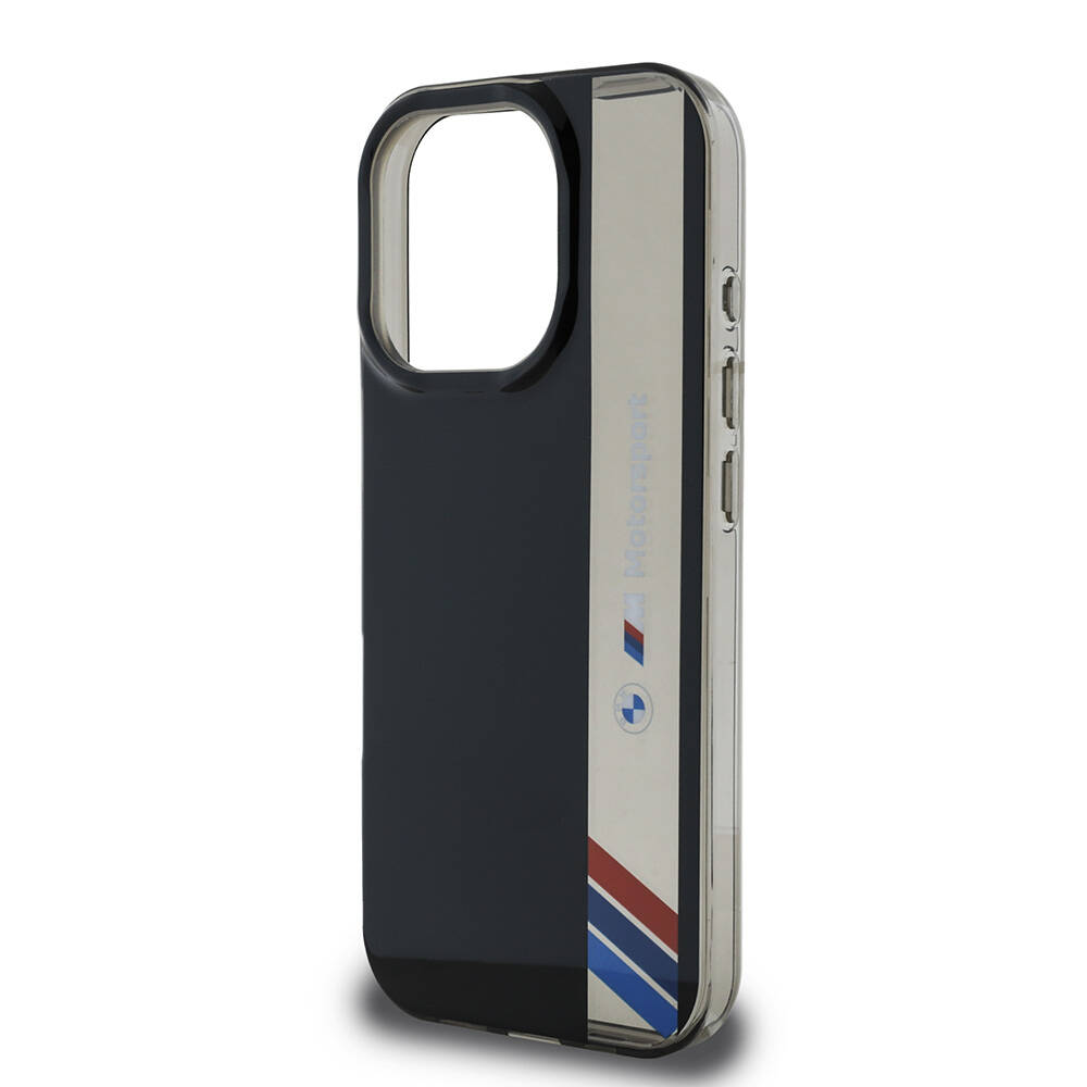 Apple iPhone 16 Pro Max Uyumlu Kılıf BMW Orjinal Lisanslı M Logolu Üç Renk Çizgili Motorsport Vertical Stripe Kapak - 5