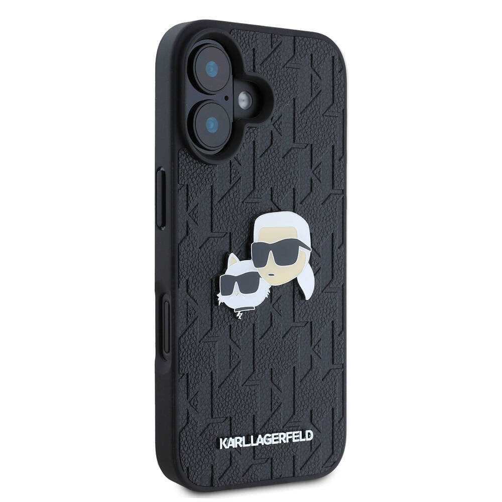 Apple iPhone 16 Plus Uyumlu Kılıf Karl Lagerfeld Orjinal Lisanslı K&C Heads Monogram Pin Kapak - 3