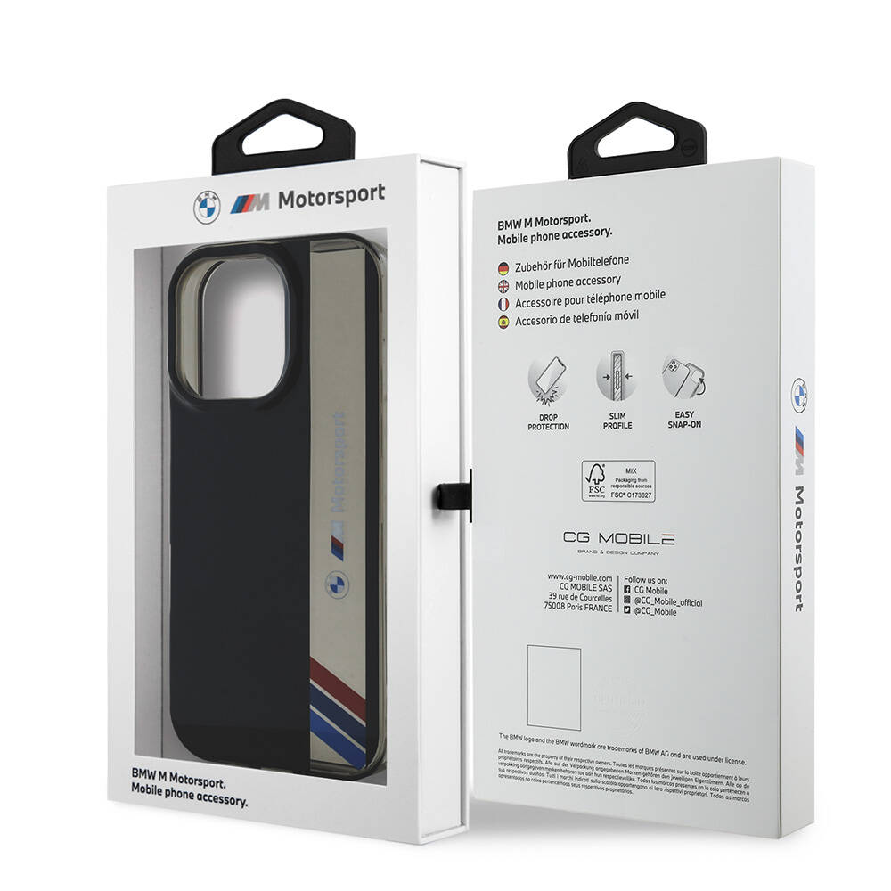 Apple iPhone 16 Pro Uyumlu Kılıf BMW Orjinal Lisanslı M Logolu Üç Renk Çizgili Motorsport Vertical Stripe Kapak - 7