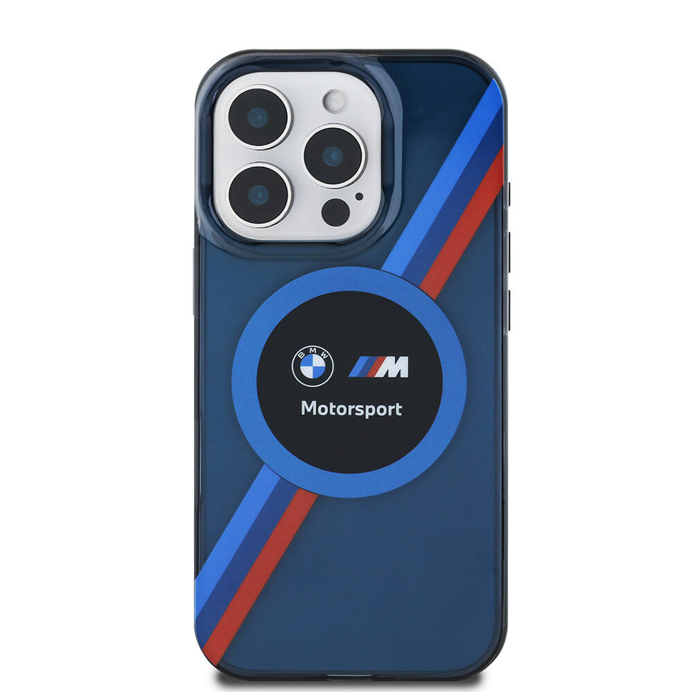 Apple iPhone 16 Pro Max Uyumlu Kılıf BMW Orjinal Lisanslı Magsafe Şarj Özellikli M Logolu Üç Renk Çizgili Motorsport Circle Kapak - 10