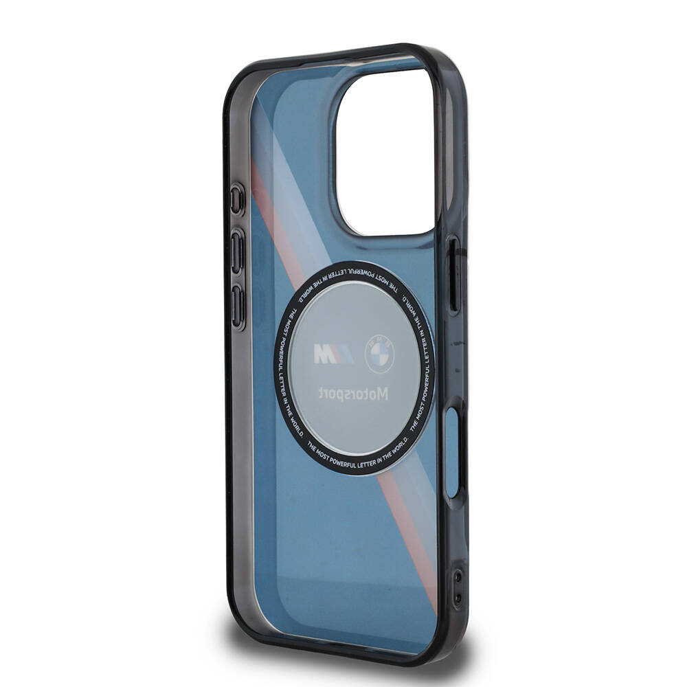 Apple iPhone 16 Pro Max Uyumlu Kılıf BMW Orjinal Lisanslı Magsafe Şarj Özellikli M Logolu Üç Renk Çizgili Motorsport Circle Kapak - 15
