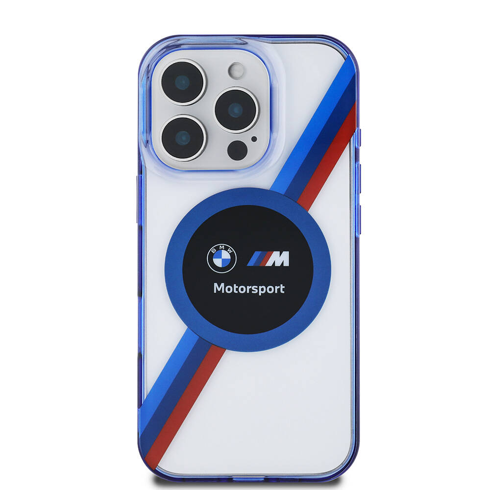 Apple iPhone 16 Pro Max Uyumlu Kılıf BMW Orjinal Lisanslı Magsafe Şarj Özellikli M Logolu Üç Renk Çizgili Motorsport Circle Kapak - 19