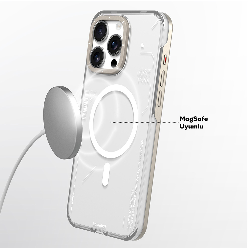 Apple iPhone 16 Pro Max Uyumlu Kılıf Magsafe Şarj Özellikli Çıkarılabilir Arka Yüzeyli Youngkit Mecha Kapak - 11