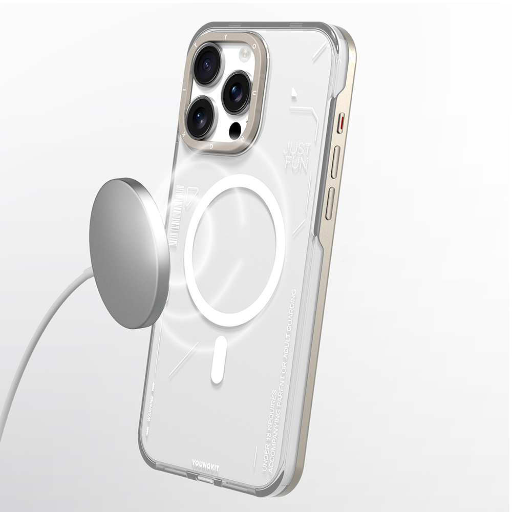 Apple iPhone 16 Pro Uyumlu Kılıf Magsafe Şarj Özellikli Çıkarılabilir Arka Yüzeyli Youngkit Mecha Kapak - 16