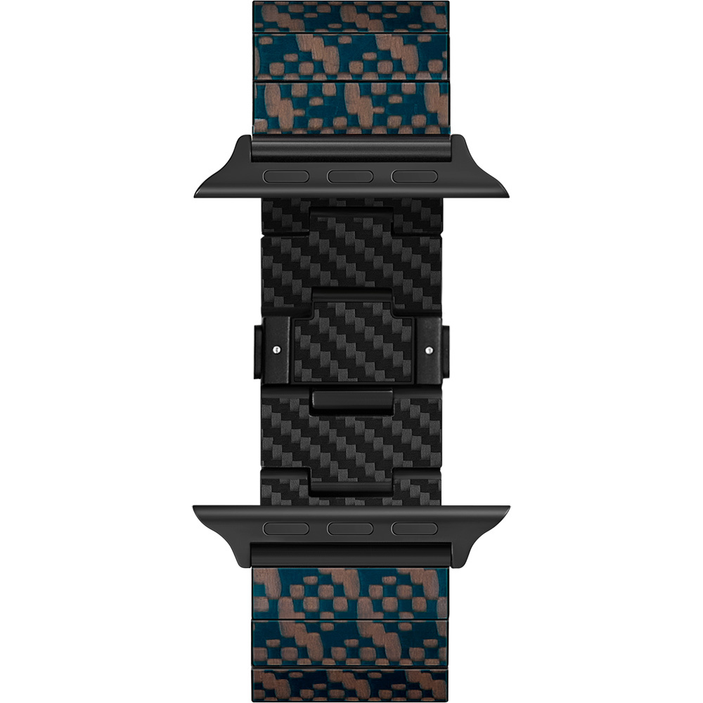 Apple Watch Serisi Uyumlu Aramid Fiber ve Karbon Fiber Pitaka Dreamland ChromaCarbon Serisi Stairs Universal Kordon - 8
