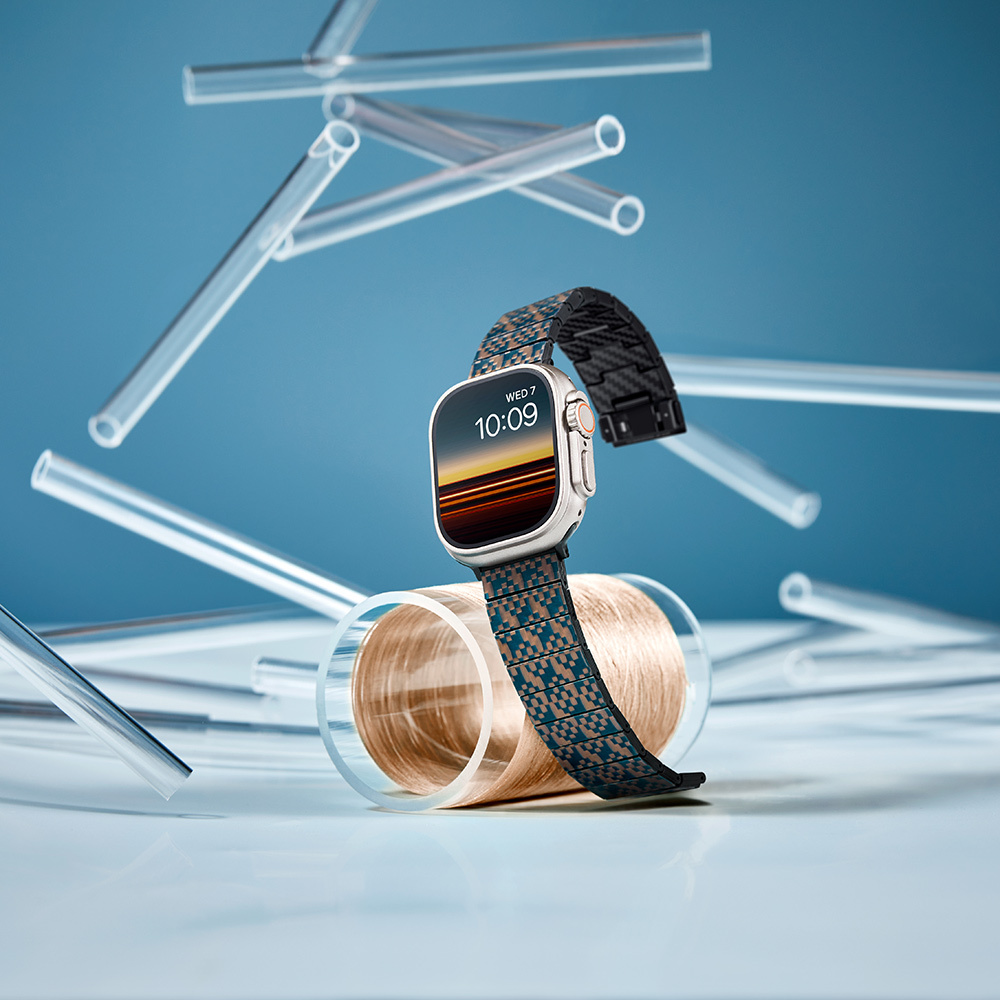 Apple Watch Serisi Uyumlu Aramid Fiber ve Karbon Fiber Pitaka Dreamland ChromaCarbon Serisi Stairs Universal Kordon - 16