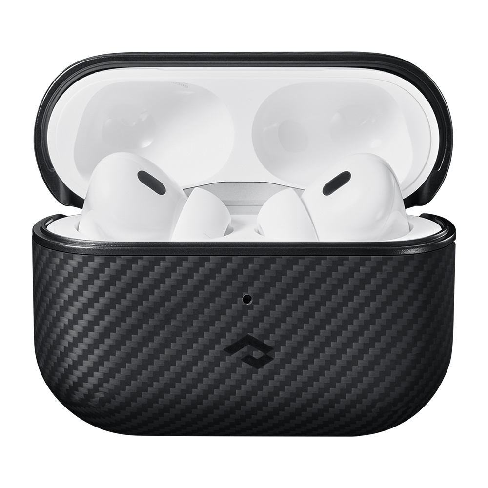 Apple Airpods Pro 2 Uyumlu Kılıf Magsafe Şarj Özellikli 600D Aramid Fiber Pitaka Classic Serisi Black-Grey Twill Kılıf - 1