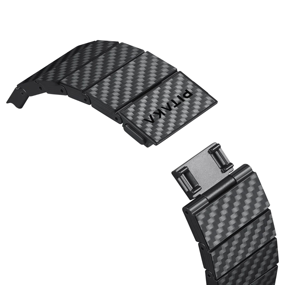 Apple Watch Serisi Uyumlu Karbon Fiber Pitaka Modern Serisi Black-Grey Twill Universal Kordon - 4