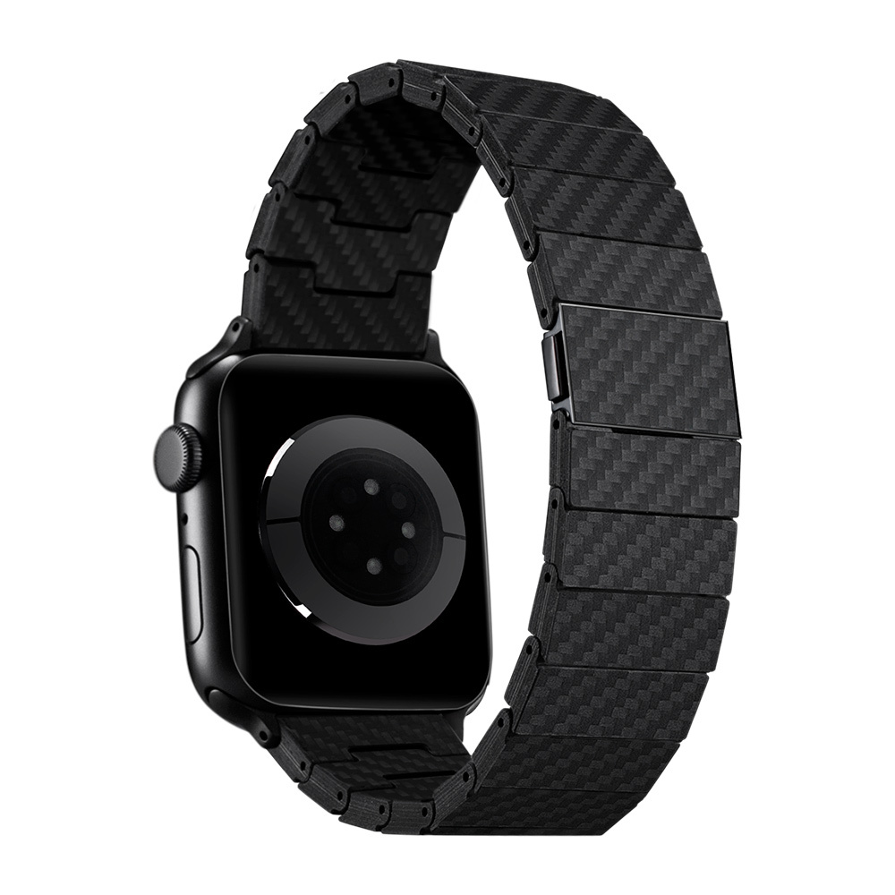 Apple Watch Serisi Uyumlu Karbon Fiber Pitaka Modern Serisi Black-Grey Twill Universal Kordon - 7
