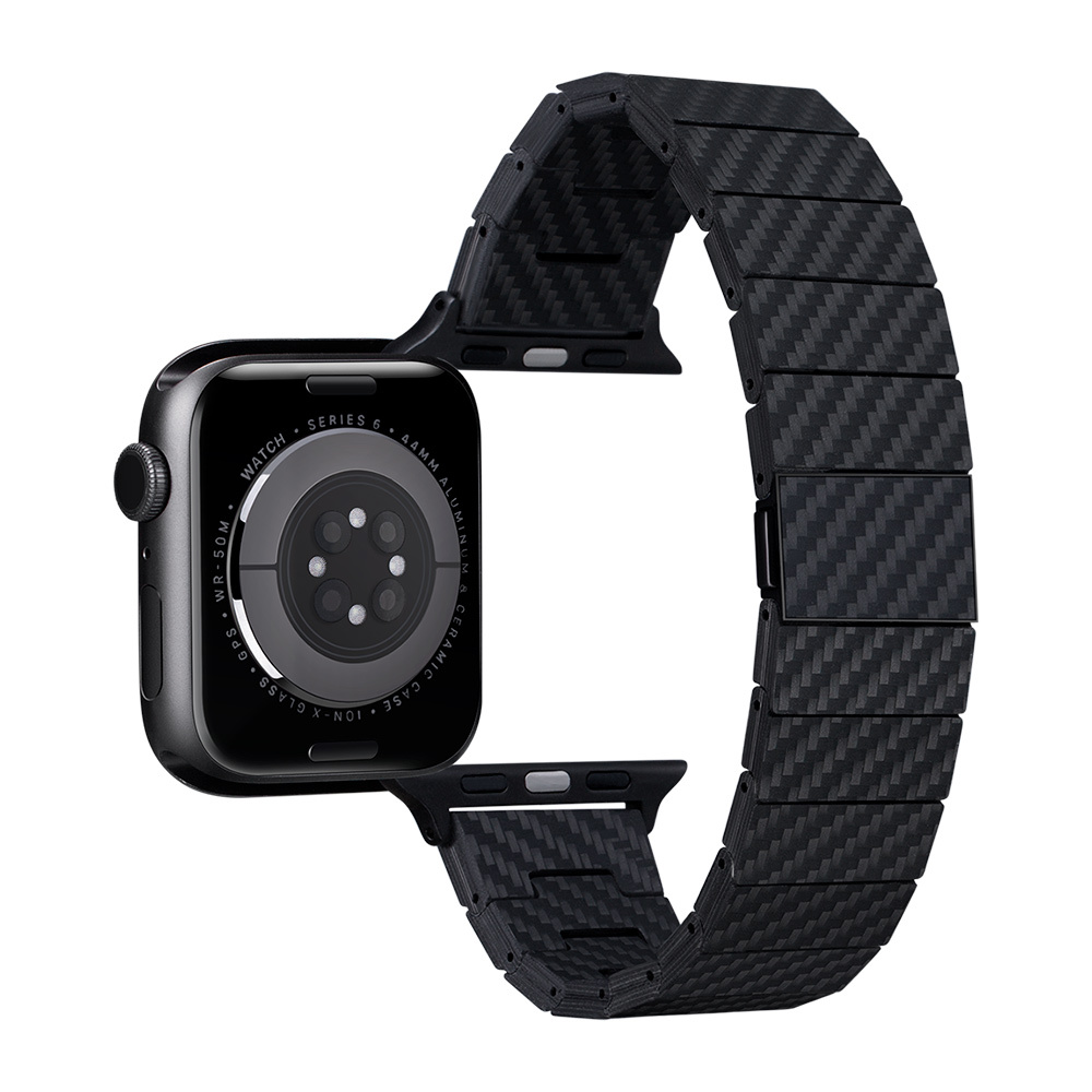 Apple Watch Serisi Uyumlu Karbon Fiber Pitaka Modern Serisi Black-Grey Twill Universal Kordon - 10