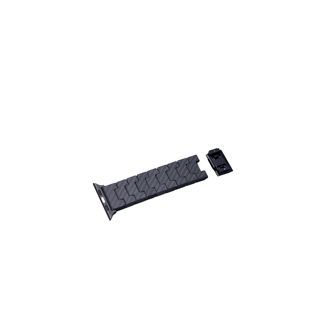 Apple Watch Serisi Uyumlu Karbon Fiber Pitaka Modern Serisi Black-Grey Twill Universal Kordon - 13