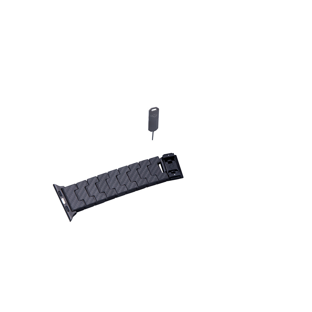 Apple Watch Serisi Uyumlu Karbon Fiber Pitaka Modern Serisi Black-Grey Twill Universal Kordon - 14