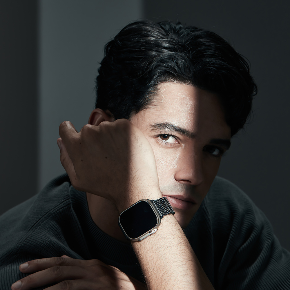 Apple Watch Serisi Uyumlu Karbon Fiber Pitaka Modern Serisi Black-Grey Twill Universal Kordon - 17