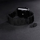 Apple Watch Serisi Uyumlu Karbon Fiber Pitaka Retro Serisi Black-Grey Twill Universal Kordon - 1