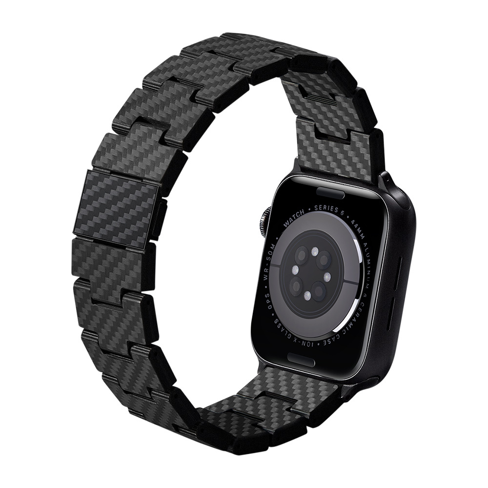 Apple Watch Serisi Uyumlu Karbon Fiber Pitaka Retro Serisi Black-Grey Twill Universal Kordon - 8