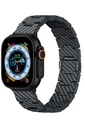 Apple Watch Serisi Uyumlu Karbon Fiber Pitaka Retro Serisi Black-Grey Twill Universal Kordon - 14