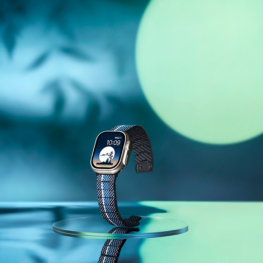 Apple Watch Serisi Uyumlu Aramid Fiber ve Karbon Fiber Pitaka Poetry of Things ChromaCarbon Serisi Moon Universal Kordon - 19