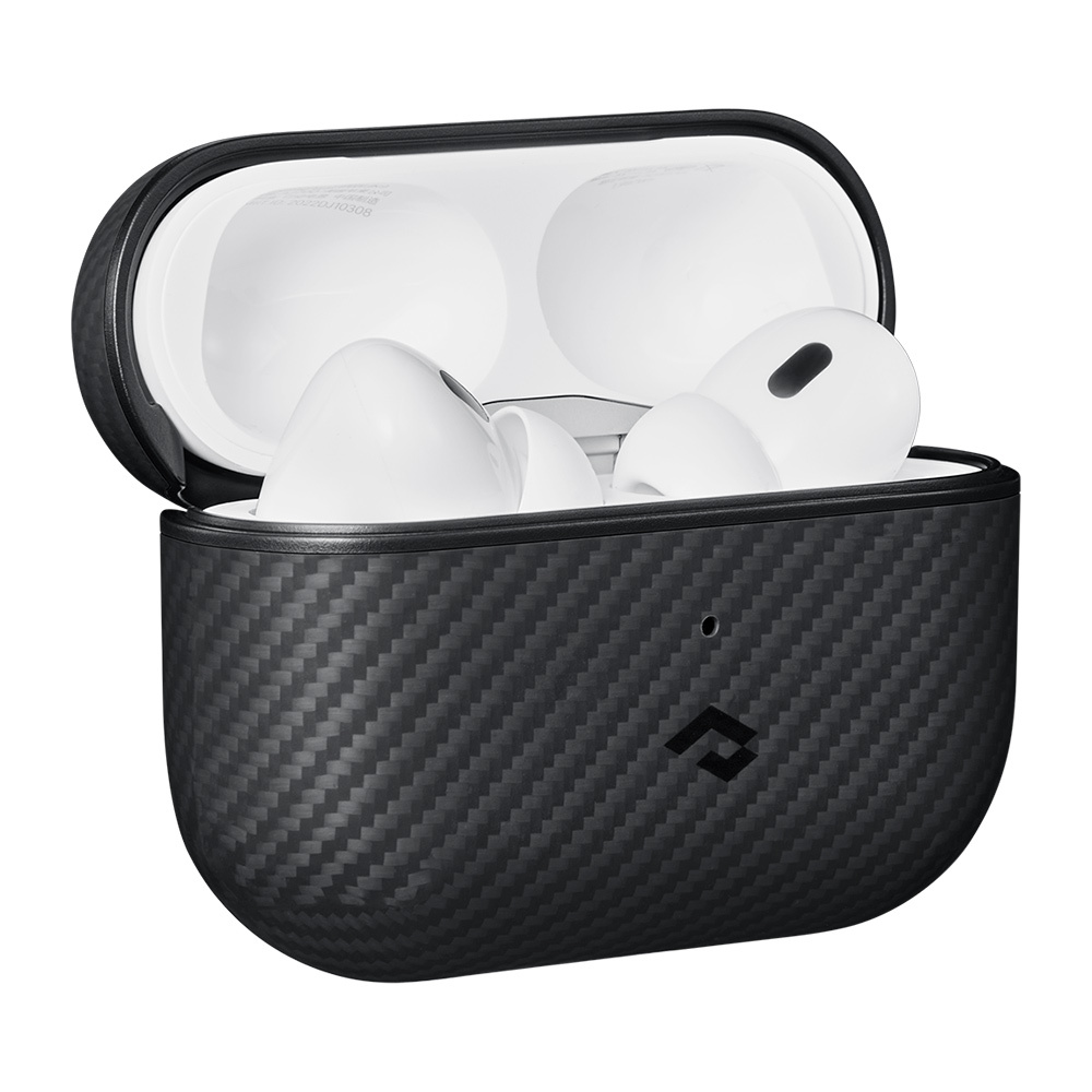 Apple Airpods Pro Uyumlu Kılıf Magsafe Şarj Özellikli 600D Aramid Fiber Pitaka Classic Serisi Black-Grey Twill Kılıf - 4