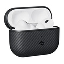 Apple Airpods Pro Uyumlu Kılıf Magsafe Şarj Özellikli 600D Aramid Fiber Pitaka Classic Serisi Black-Grey Twill Kılıf - 4