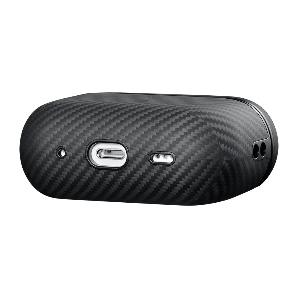 Apple Airpods Pro Uyumlu Kılıf Magsafe Şarj Özellikli 600D Aramid Fiber Pitaka Classic Serisi Black-Grey Twill Kılıf - 7