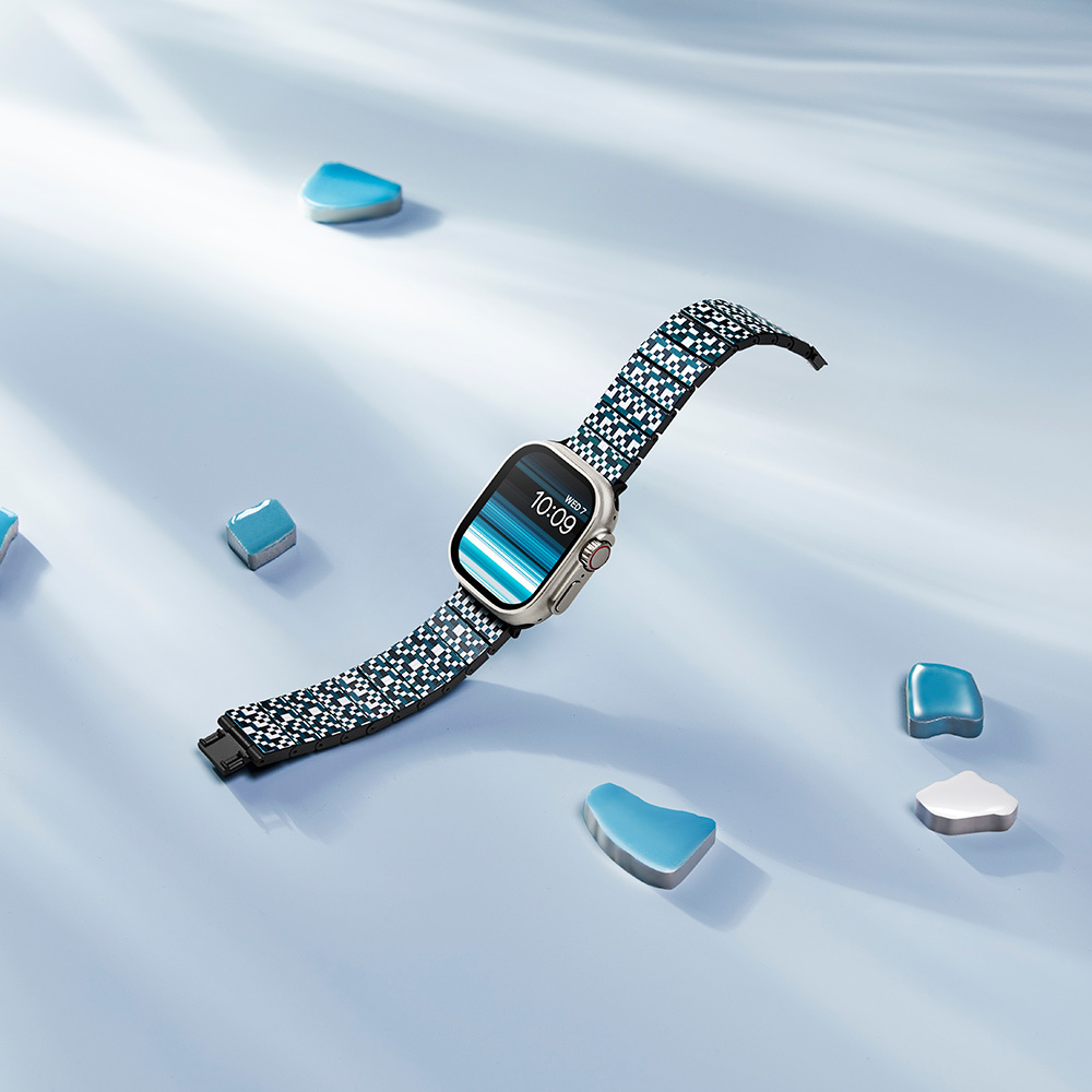 Apple Watch Serisi Uyumlu Aramid Fiber ve Karbon Fiber Pitaka Dreamland ChromaCarbon Serisi Mosaic Universal Kordon - 14