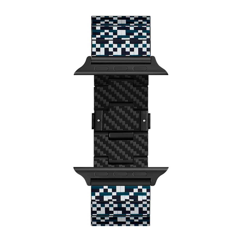 Apple Watch Serisi Uyumlu Aramid Fiber ve Karbon Fiber Pitaka Dreamland ChromaCarbon Serisi Mosaic Universal Kordon - 15