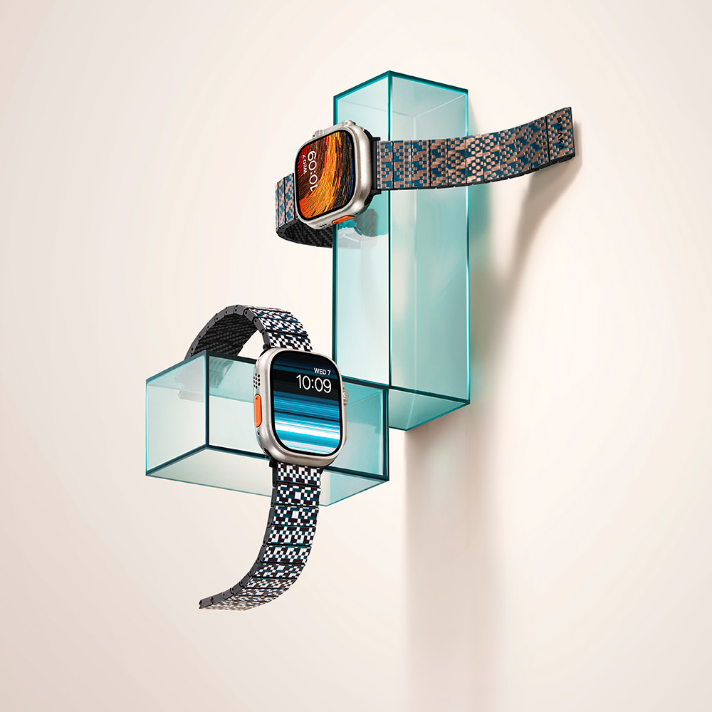 Apple Watch Serisi Uyumlu Aramid Fiber ve Karbon Fiber Pitaka Dreamland ChromaCarbon Serisi Mosaic Universal Kordon - 21