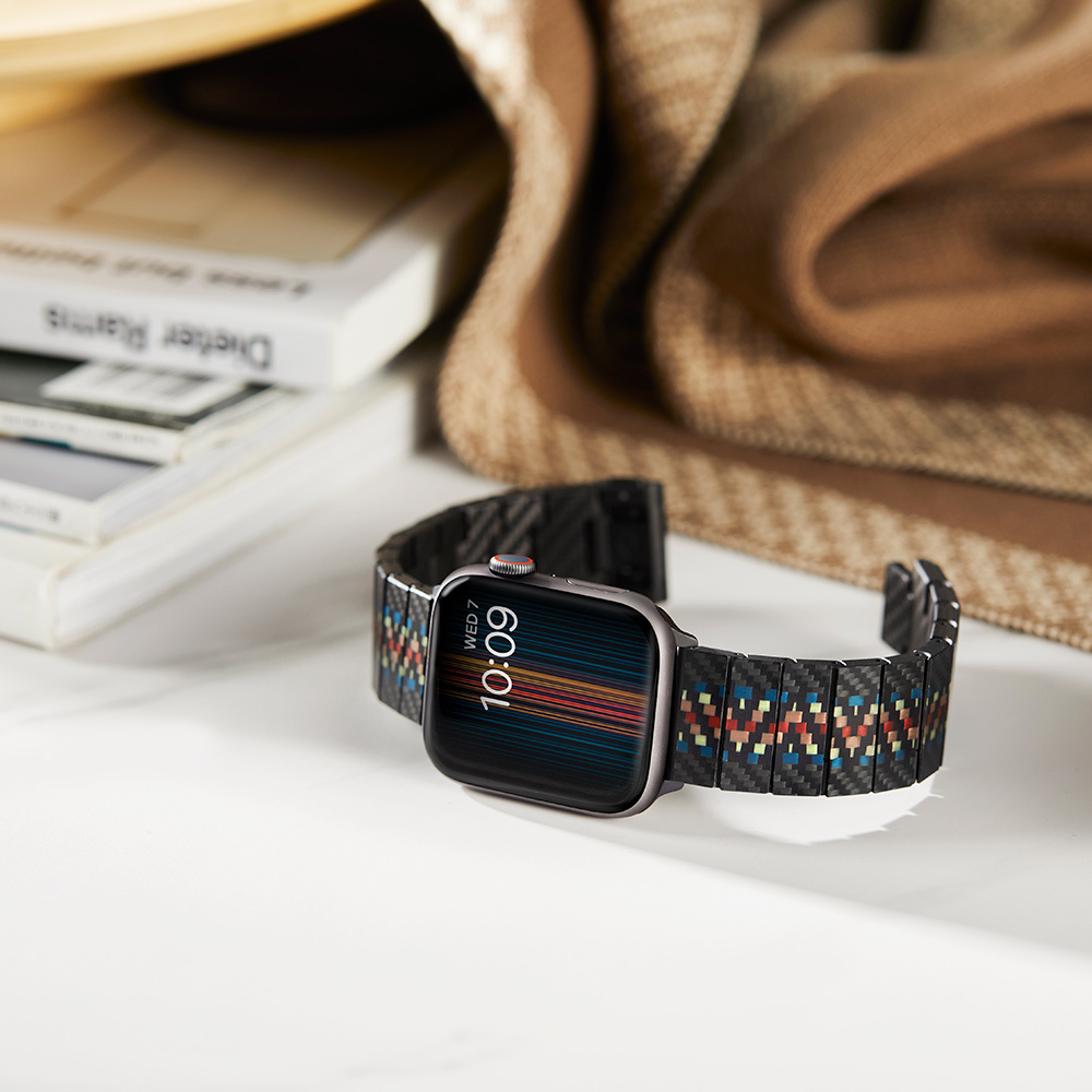 Apple Watch Serisi Uyumlu Aramid Fiber ve Karbon Fiber Pitaka Modern Serisi Rhapsody Universal Kordon - 22