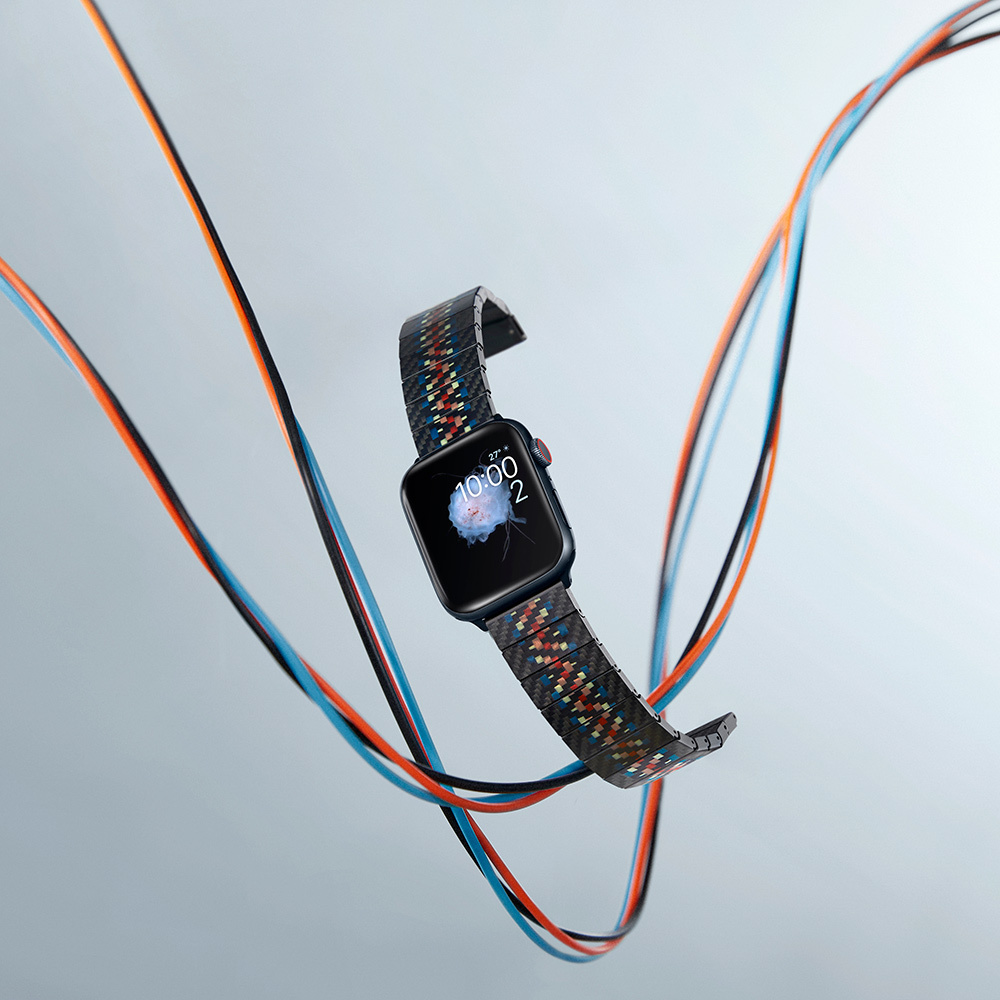 Apple Watch Serisi Uyumlu Aramid Fiber ve Karbon Fiber Pitaka Modern Serisi Rhapsody Universal Kordon - 25