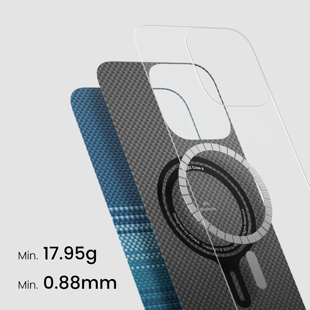 Apple iPhone 16 Uyumlu Kılıf Magsafe Şarj Özellikli Aramid Fiber Pitaka Tactile Woven Sunset-Moonrise Serisi Moonrise Kapak - 3