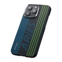 Apple iPhone 16 Pro Max Uyumlu Kılıf Magsafe Şarj Özellikli Lumintex Teknolojili Fosforlu Aramid Fiber Pitaka Tactile Woven Aries Serisi Credit Card Kapak - 2