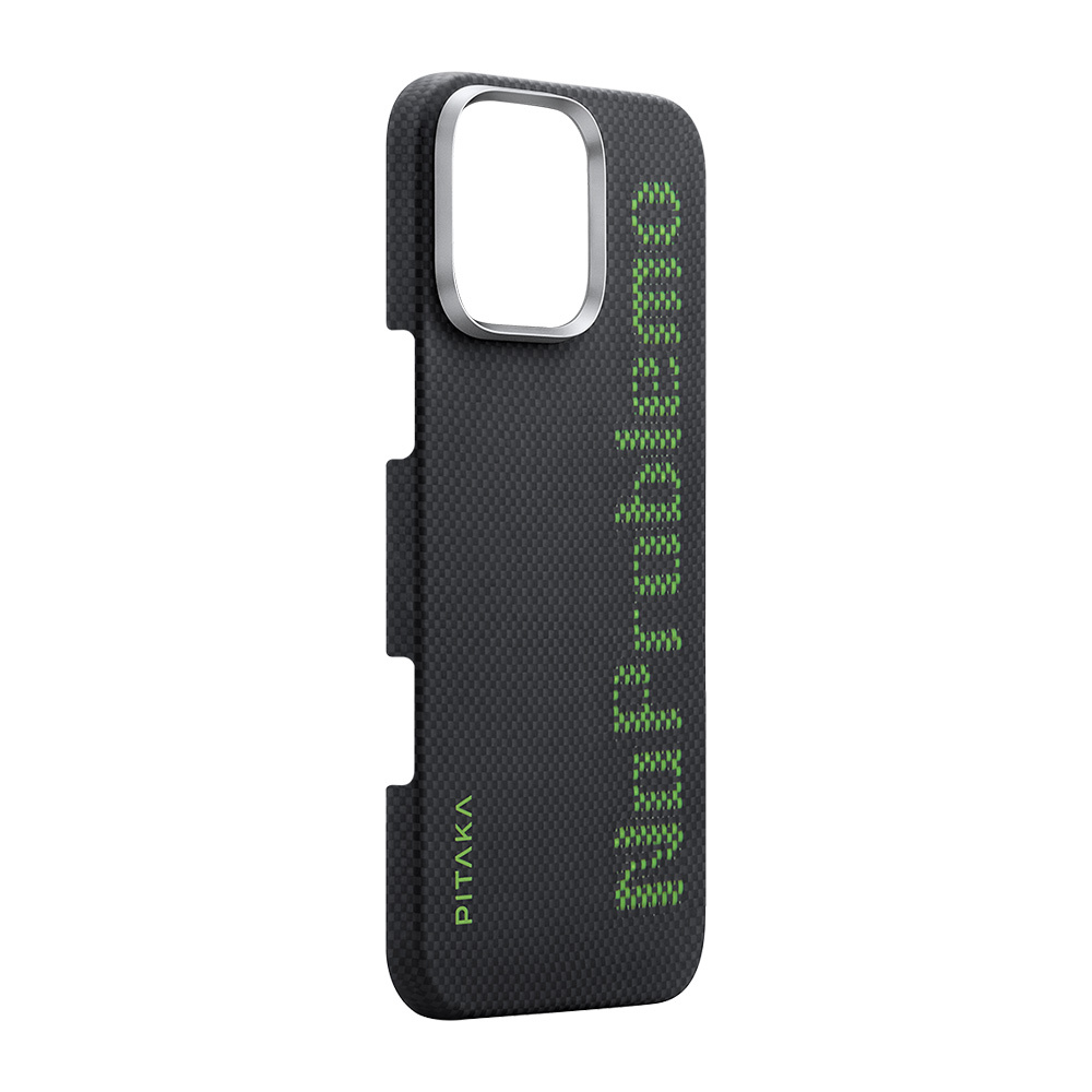 Apple iPhone 16 Pro Max Uyumlu Kılıf Magsafe Şarj Özellikli Lumintex Teknolojili Fosforlu Aramid Fiber Pitaka Tactile Woven Aries Serisi NoProblemo Kapak - 1