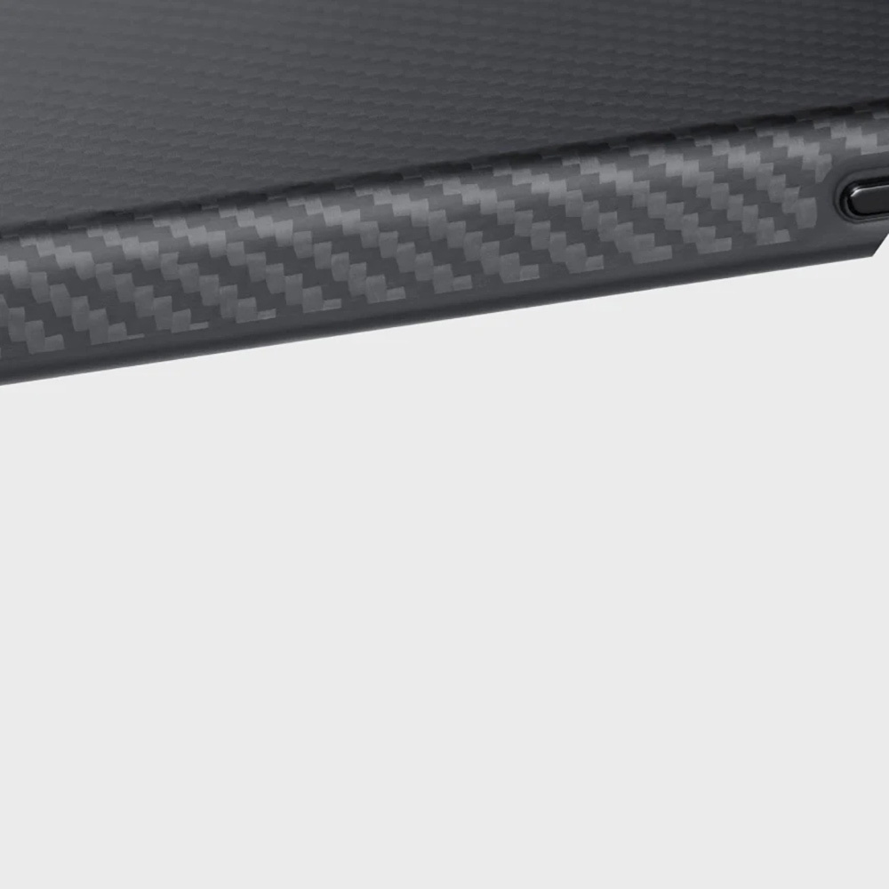 Apple iPhone 16 Pro Max Uyumlu Kılıf Magsafe Şarj Özellikli Aramid Fiber Pitaka Military-Grade Classic Serisi Black-Grey Twill Kapak - 5