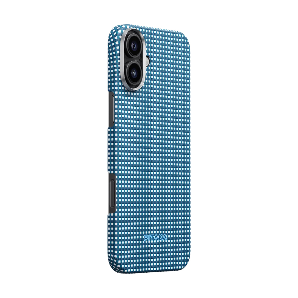 Apple iPhone 16 Uyumlu Kılıf Magsafe Şarj Özellikli Aramid Fiber Pitaka Ultra-Slim Classic Serisi Ocean Blue Kapak - 1