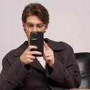 Apple iPhone 16 Pro Max Uyumlu Kılıf Magsafe Şarj Özellikli 600D Aramid Fiber Pitaka Ultra-Slim Classic Serisi Black-Grey Twill Kapak - 7