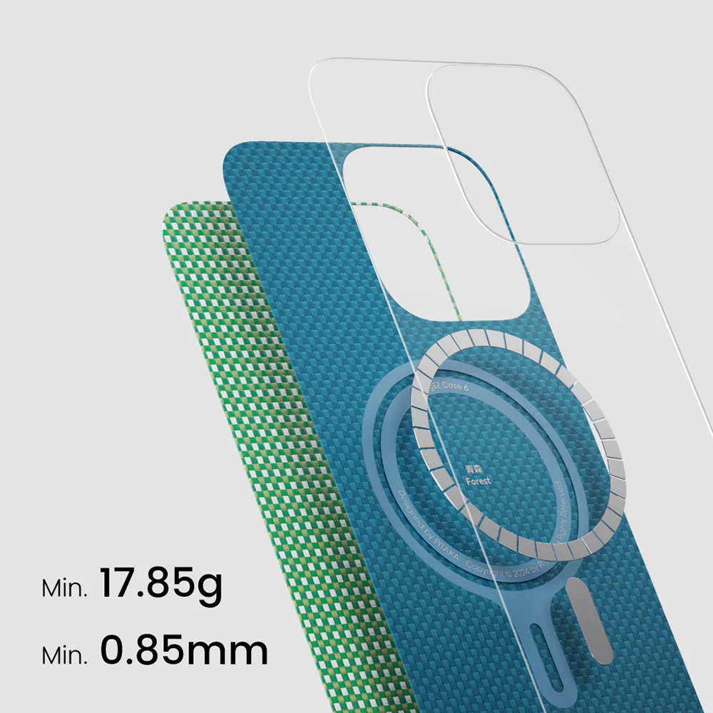 Apple iPhone 16 Pro Uyumlu Kılıf Magsafe Şarj Özellikli Aramid Fiber Pitaka Ultra-Slim Classic Serisi Forest Green Kapak - 4