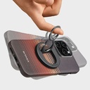 Apple iPhone 16 Pro Max Uyumlu Kılıf Magsafe Şarj Özellikli Grip 3 Standlı Aramid Fiber Pitaka Tactile Woven Sunset-Moonrise Serisi Sunset Kapak - 7