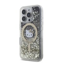 Apple iPhone 16 Pro Uyumlu Kılıf Hello Kitty Orjinal Lisanslı Magsafe Şarj Özellikli IML Baskı Kitty Head Logolu Sıvılı Simli Altın Ateşi Kapak - 1