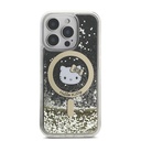 Apple iPhone 16 Pro Uyumlu Kılıf Hello Kitty Orjinal Lisanslı Magsafe Şarj Özellikli IML Baskı Kitty Head Logolu Sıvılı Simli Altın Ateşi Kapak - 2