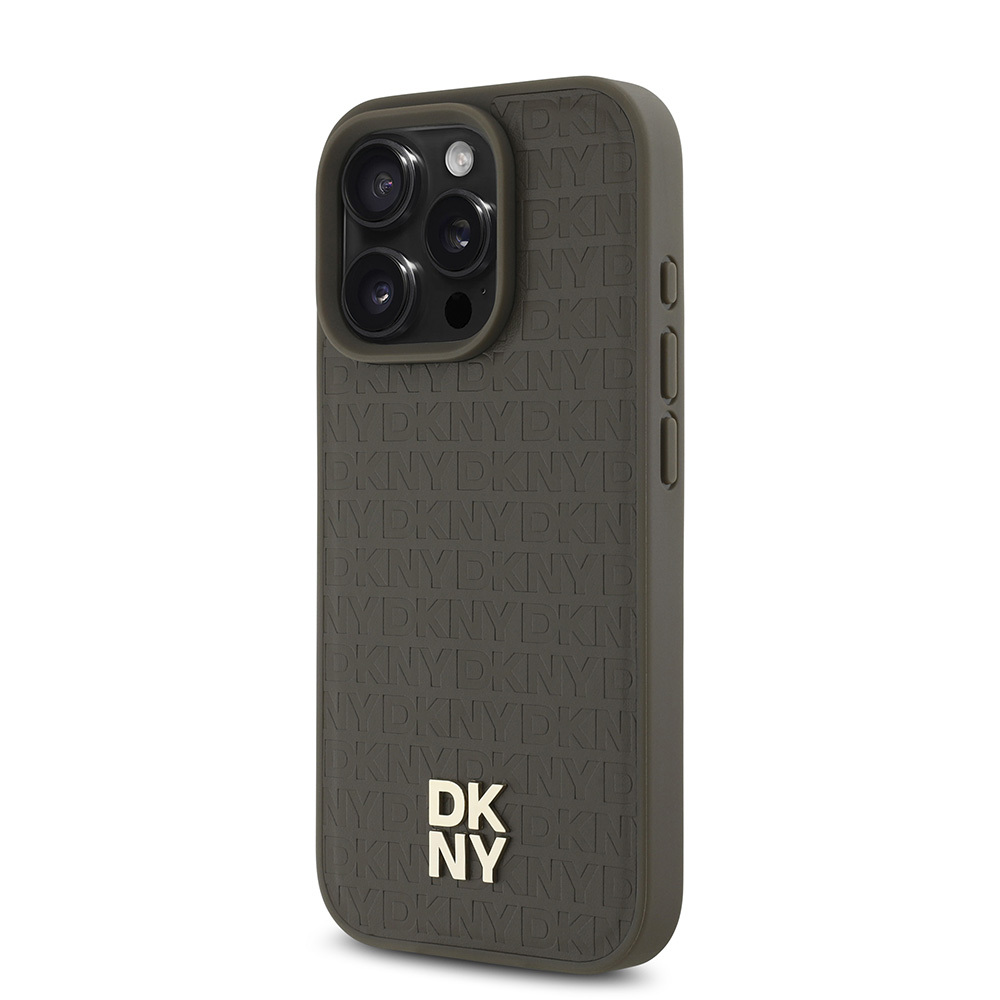 Apple iPhone 16 Pro Uyumlu Kılıf DKNY Orjinal Lisanslı Magsafe Şarj Özellikli 3D Yazılı Repeat Pattern Kapak - 1