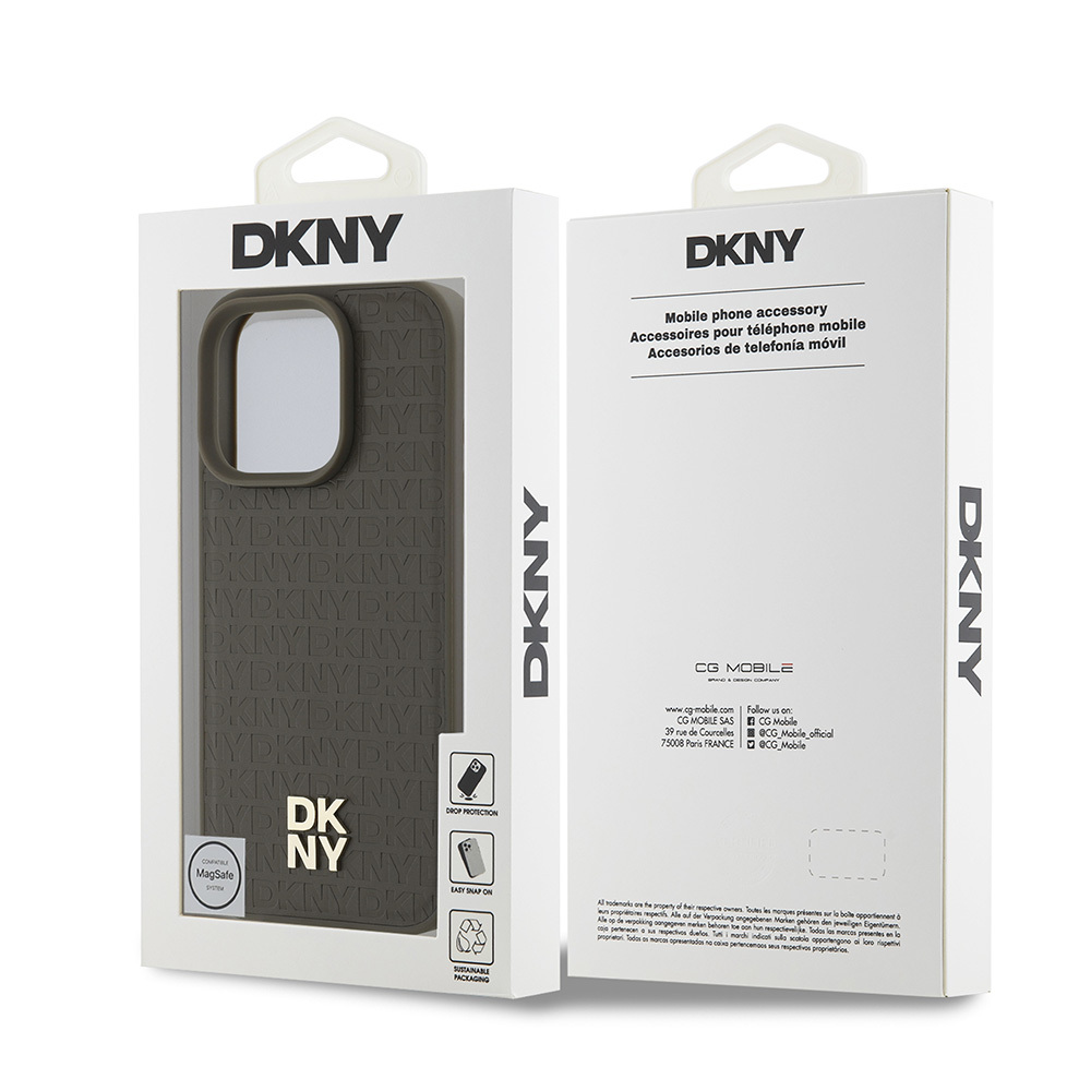 Apple iPhone 16 Pro Uyumlu Kılıf DKNY Orjinal Lisanslı Magsafe Şarj Özellikli 3D Yazılı Repeat Pattern Kapak - 7