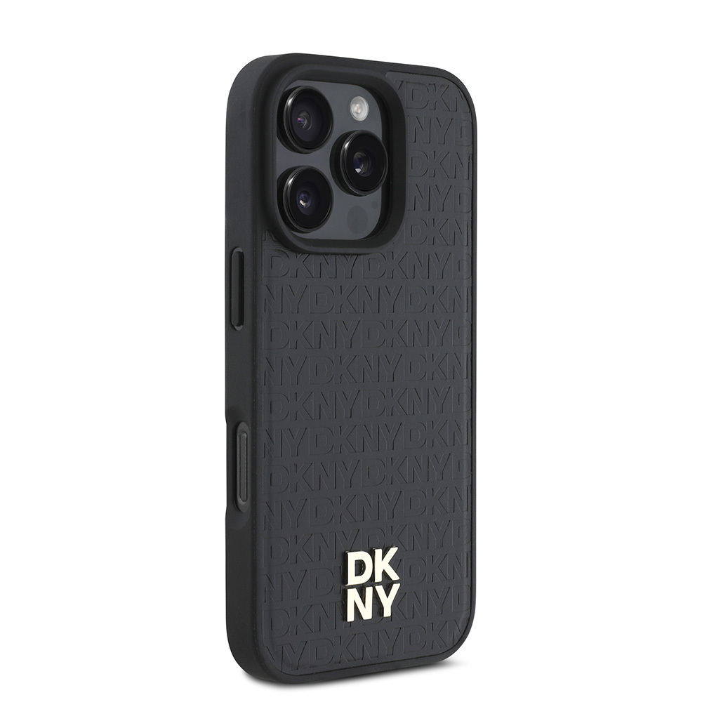 Apple iPhone 16 Pro Uyumlu Kılıf DKNY Orjinal Lisanslı Magsafe Şarj Özellikli 3D Yazılı Repeat Pattern Kapak - 10