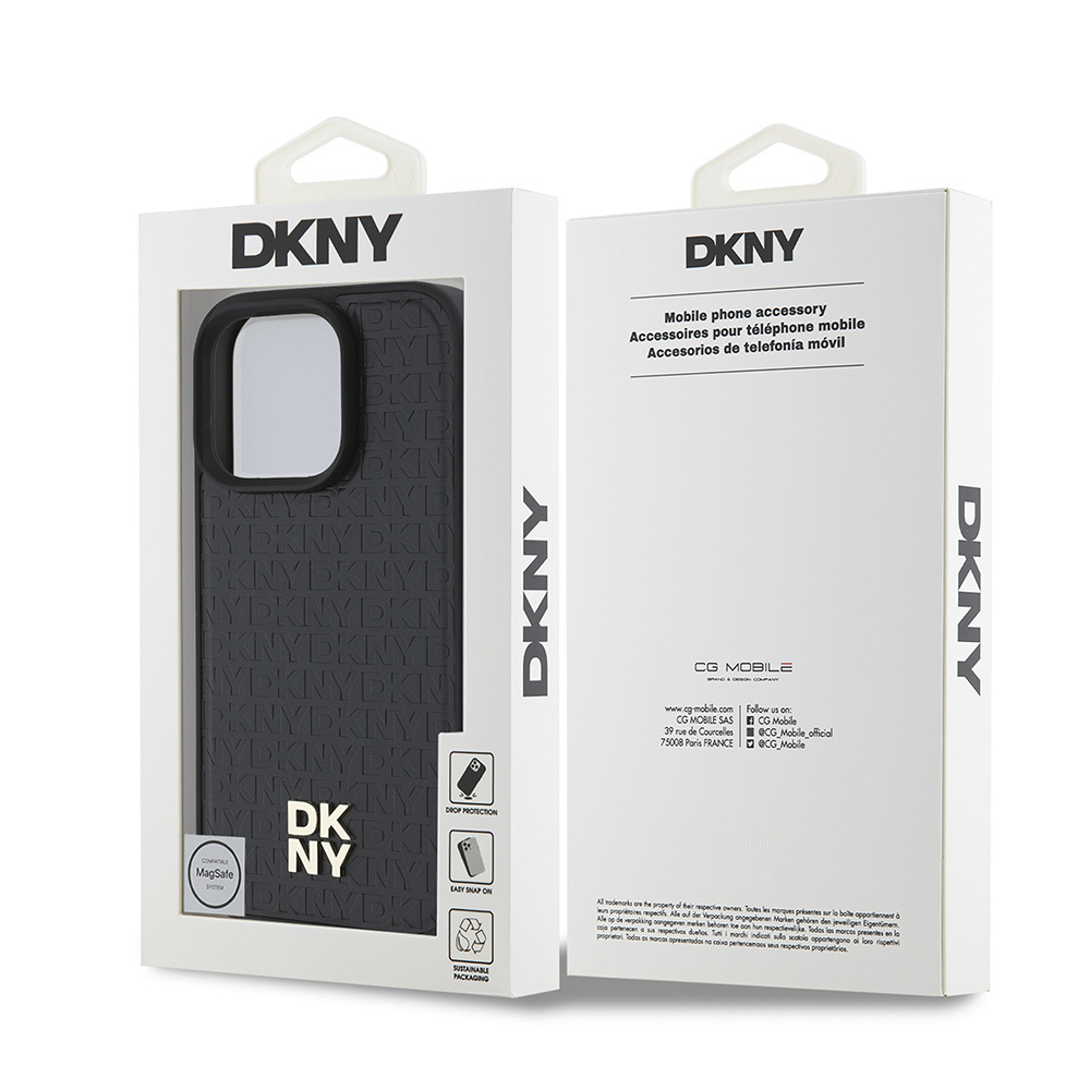 Apple iPhone 16 Pro Uyumlu Kılıf DKNY Orjinal Lisanslı Magsafe Şarj Özellikli 3D Yazılı Repeat Pattern Kapak - 14