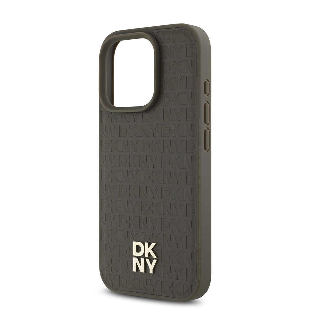 Apple iPhone 16 Pro Max Uyumlu Kılıf DKNY Orjinal Lisanslı Magsafe Şarj Özellikli 3D Yazılı Repeat Pattern Kapak - 3