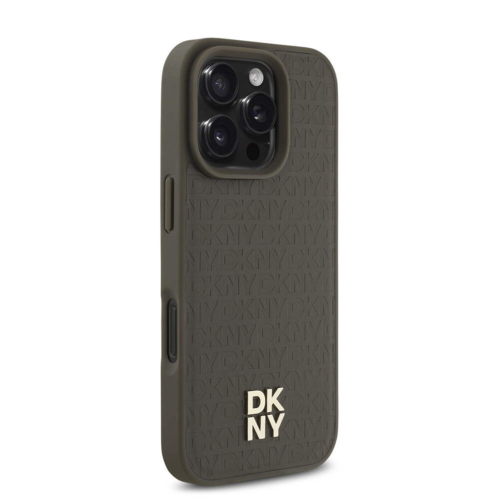 Apple iPhone 16 Pro Max Uyumlu Kılıf DKNY Orjinal Lisanslı Magsafe Şarj Özellikli 3D Yazılı Repeat Pattern Kapak - 6
