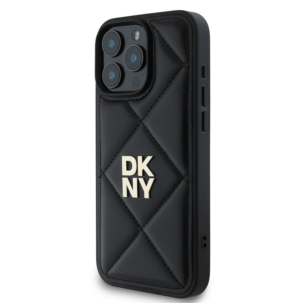 Apple iPhone 16 Pro Uyumlu Kılıf DKNY Orjinal Lisanslı Kapitone Tasarımlı Metal Logolu Deri Kapak - 3