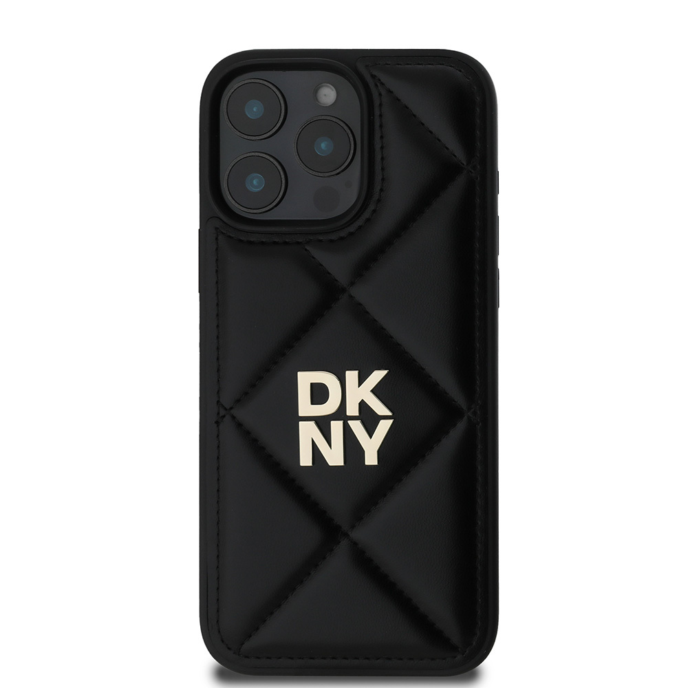 Apple iPhone 16 Pro Uyumlu Kılıf DKNY Orjinal Lisanslı Kapitone Tasarımlı Metal Logolu Deri Kapak - 4