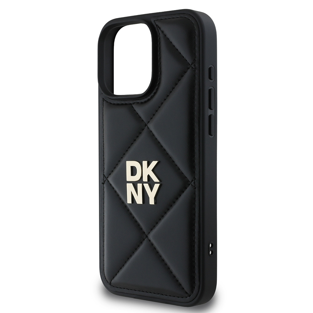 Apple iPhone 16 Pro Uyumlu Kılıf DKNY Orjinal Lisanslı Kapitone Tasarımlı Metal Logolu Deri Kapak - 7