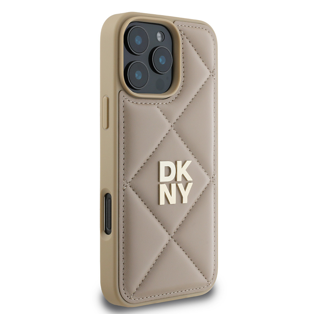 Apple iPhone 16 Pro Uyumlu Kılıf DKNY Orjinal Lisanslı Kapitone Tasarımlı Metal Logolu Deri Kapak - 9