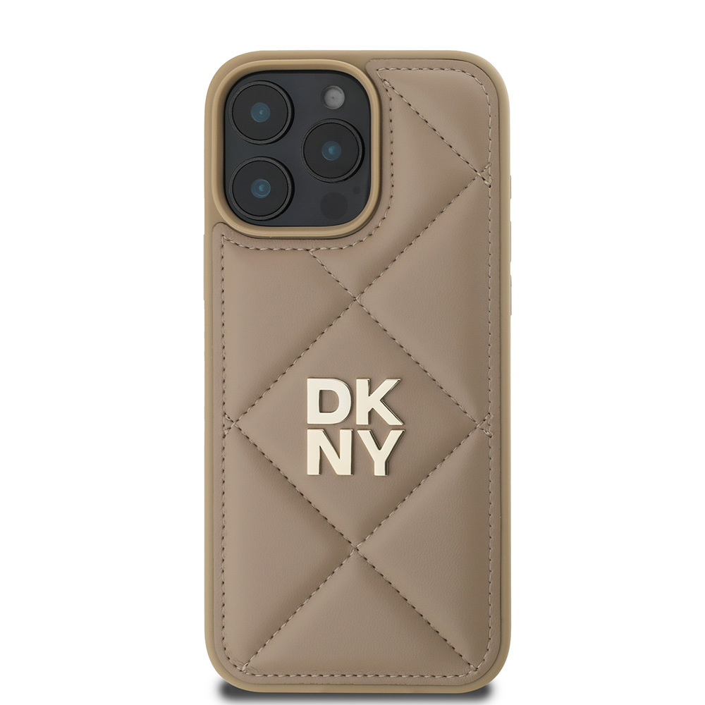 Apple iPhone 16 Pro Uyumlu Kılıf DKNY Orjinal Lisanslı Kapitone Tasarımlı Metal Logolu Deri Kapak - 15